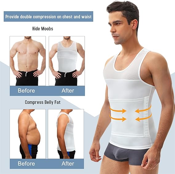 Men Slimming Body Shaper Belly Chest Moob Tummy Compression Vest